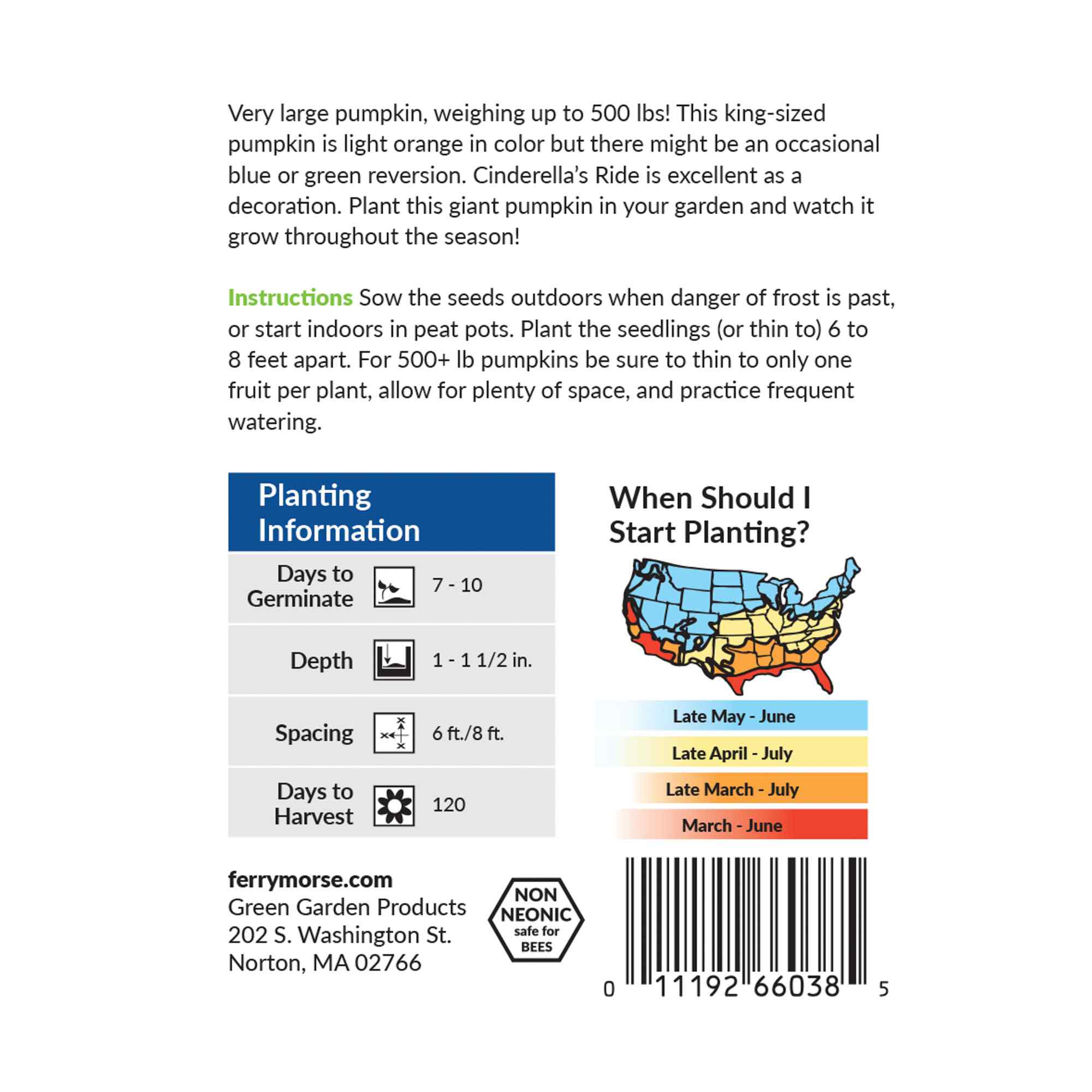 Ferry-Morse pumpkin cinderellas ride seed packet